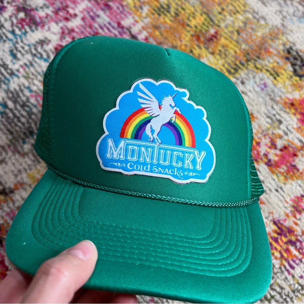 OTTO Green Trucker Hat with Rainbow Pegasus Patch